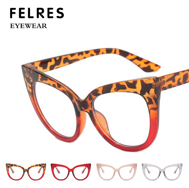 Women Anti-Blue Light Oversize Eyeglasses Clear Lens Cat Eye Glasses Frames New gallery