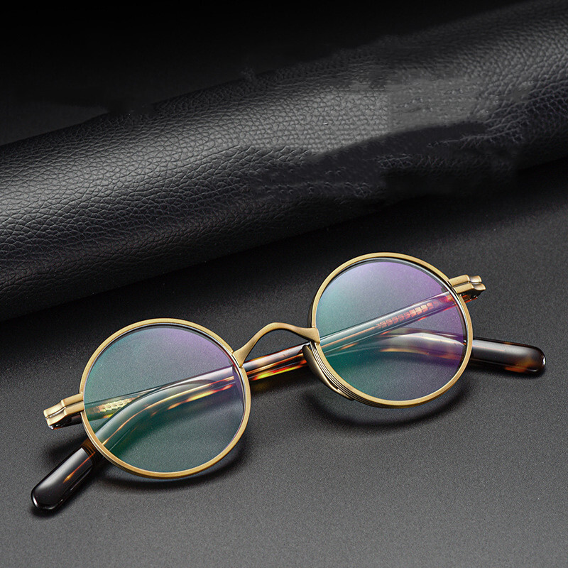 Japanses Acetate+Titanium Retro Eyeglass Frames Women Men Full Round Glasses US gallery