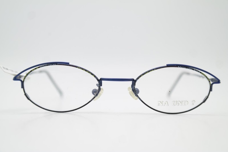 Vintage Glasses Marion Ramm 26F 88 Blue Black Yellow Oval Frame