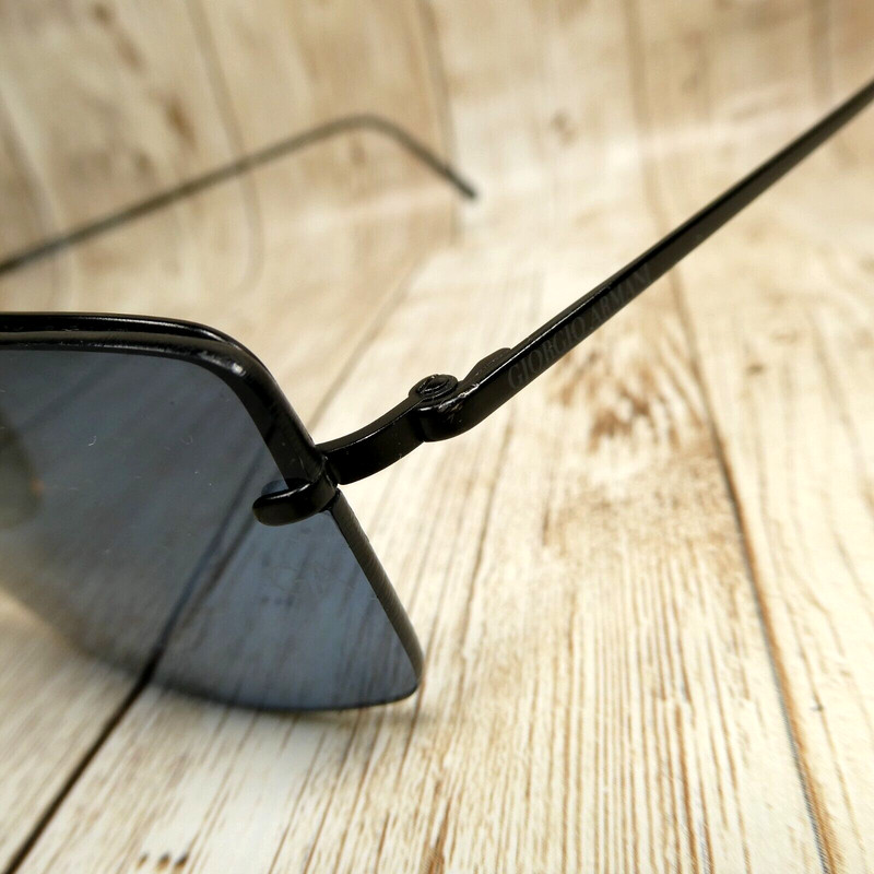 Giorgio Armani Black Metal Rimless Sunglasses - FRAME ONLY 1545 58-17-135 Italy gallery