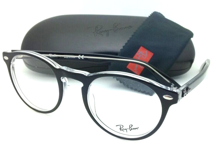 New RAY-BAN Eyeglasses ICONS RB 5283 2034 47-21 Black & Clear Frames w/Demo Lens