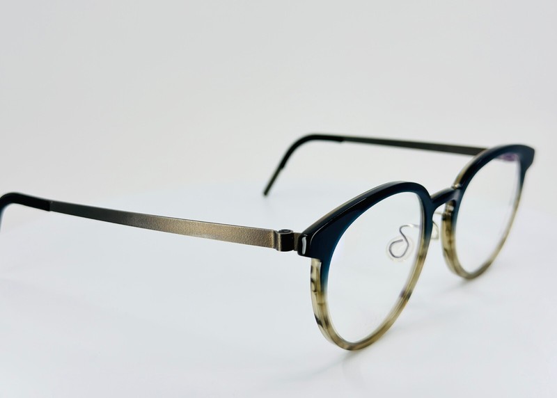 LINDBERG ACETANIUM 1043 030/BF1I AI06 Black Tan Round Eyeglasses 49-19-135 B:42  gallery