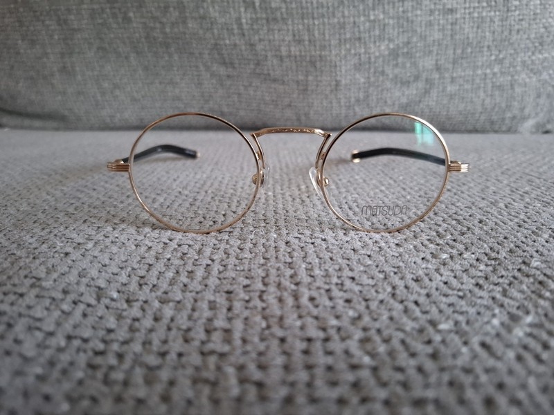 MATSUDA Titanium Round Eyeglasses Frames M3119 Shinny Gold Black 46-23