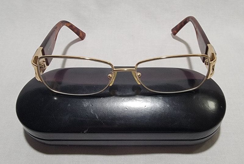 FENDI EYEGLASS FRAMES ONLY WITH HARD CASE AND CLOTH 54-15-130 METAL FRAMES F773R