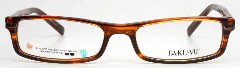 TAKUMI T9658 Clip 010 Brown Horn Unisex Rectangle Eyeglasses 52-17-140 B:24 gallery