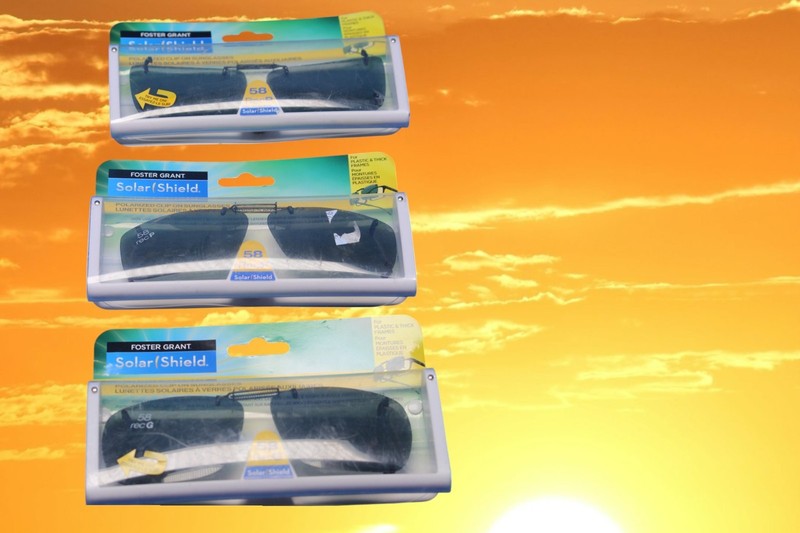3X New Foster Grant Solar Shield Polarized Clip-On Sunglasses 58P+ 58G
