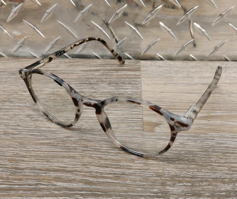TIJN Blue Light Filter Unisex Round Brown Clear Tort Eyeglasses 761 T11