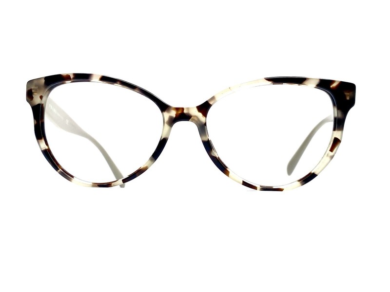 Prada Brown Beige Tan Gold Tortoise Cat Eye Oval Glasses Italy VPR 01U 54 17 140