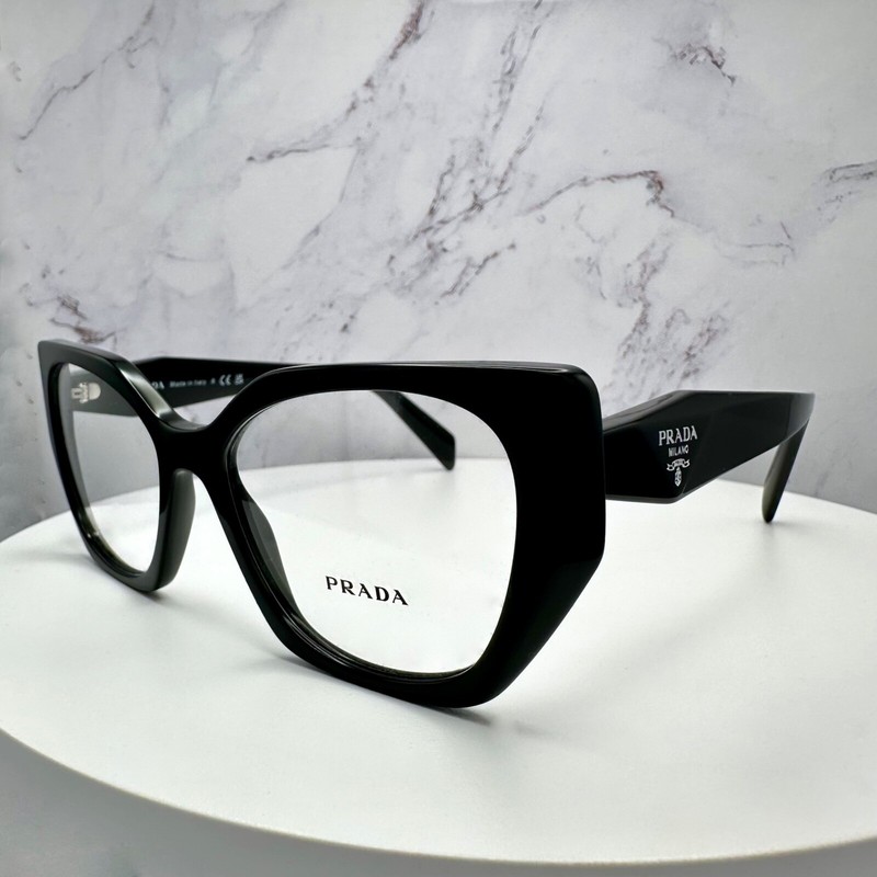 PRADA 52mm Eyeglasses PR18WV 1AB1O1 Black New Symbole Rx-able Glasses gallery