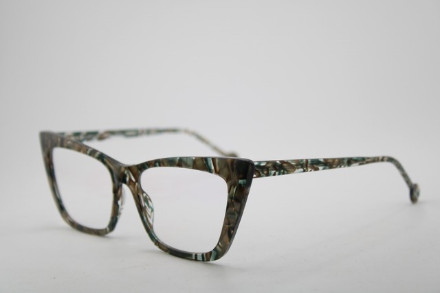 NEW L.A. EYEWORKS HOUSE CAT 968 BROWN GREEN MARBLE AUTHENTIC EYEGLASSES 53-17
