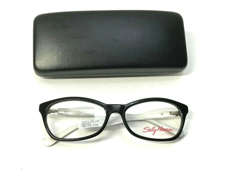 New 100% Authentic Sally Hansen 26 Eyeglass Frames, Black WITH WHITE RT 84.00