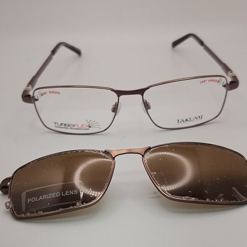 Takumi Turboflex Brown Solid Rectangular Metal Full Rim Eyeglass Frames 54-15
