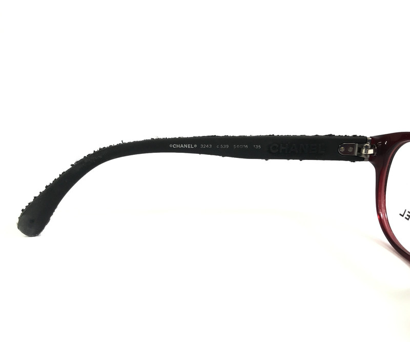 Chanel Eyeglasses Frames 3243 c.539 Red Black Cat Eye Full Rim Tweed 54-16-135 gallery