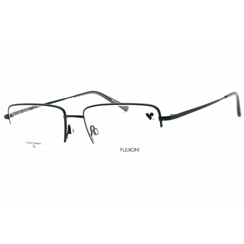 Flexon Men’s Eyeglasses Satin Navy Rectangular Half Rim Frame FLEXON H6073 414